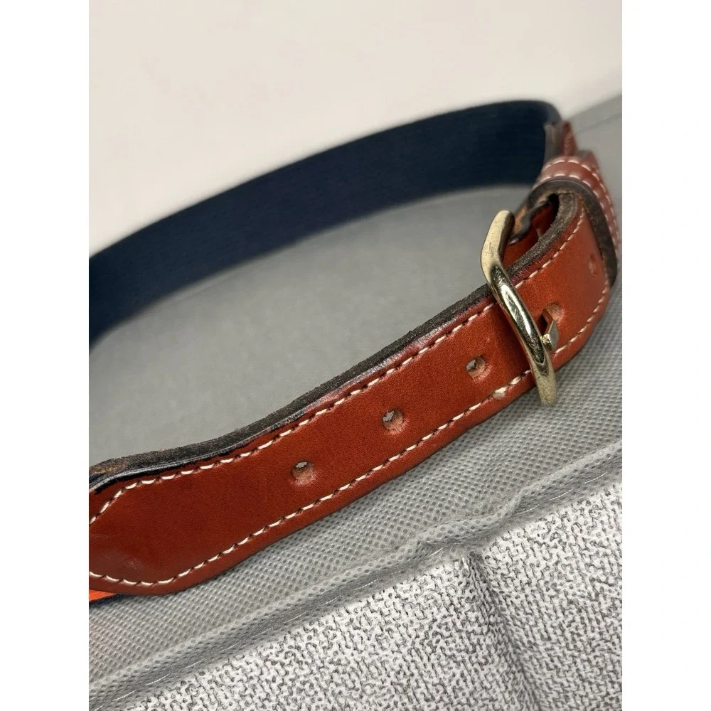 CLEMSON TIGERS Canvas Leather Belt Orange Solid Brass Buckle Boys Size 22‎ L 30